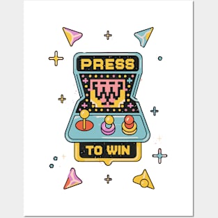 PRESS TO win Arcade gaming Posters and Art